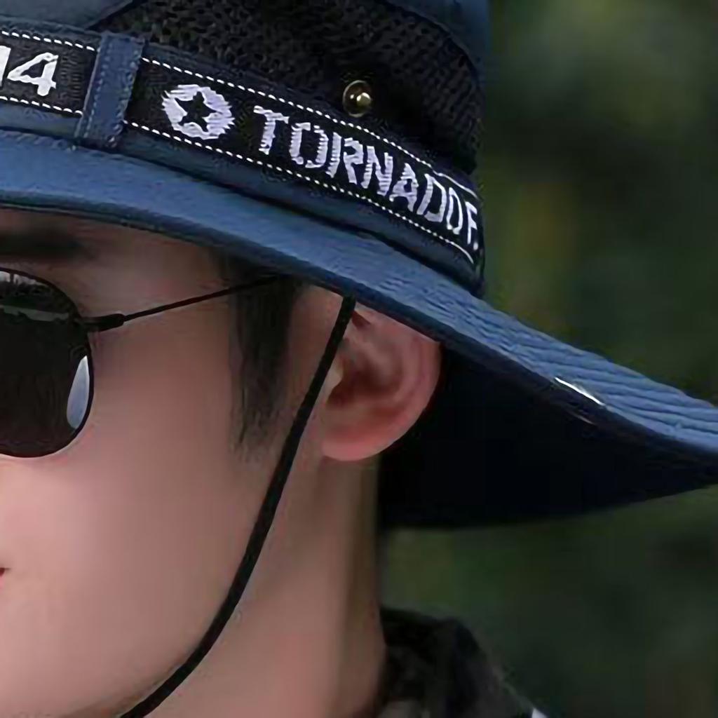 Male Sun Hat Summer Fashionable Big Brim Semi Breathable Men Fisherman Hat for Outdoor Blue