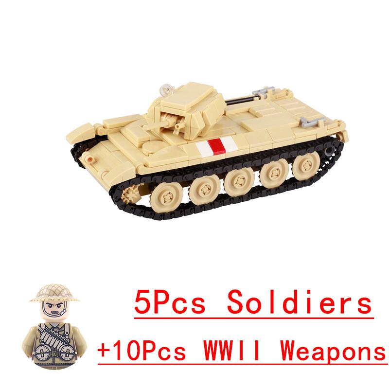 Non-Toxic Wwii Military North African Campaign Wheeled Armored Vehicle Tank Cannon Soldier Figures Building Blocks Weapon Truck Army Toy