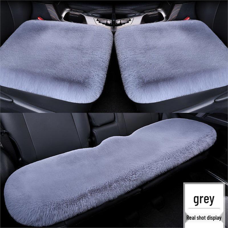 Winter Rabbit Plush Car Seat Cushion Set - 3-Piece No-Back Design for Single Seats
