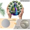 2D Flat Aluminum 7.87 Inch X 7.87 Inch Peacock Style Welcome Sign Wall Decor, Vintage Style, Suitable for Cafes, Living Rooms, Kitchens, Bars