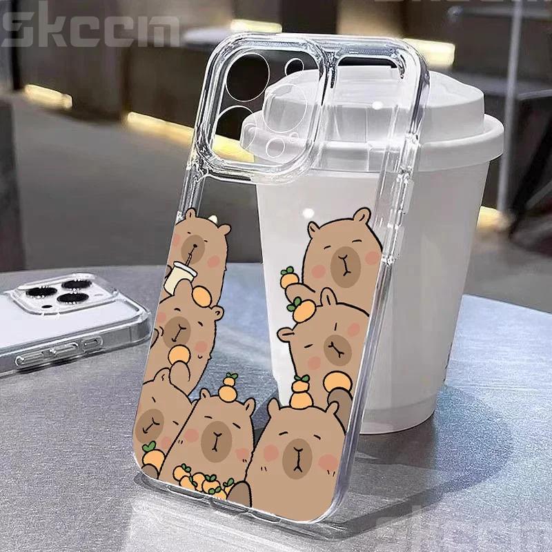 Cartoon Tier Süßes Capybara Handyhülle Für iPhone 16 15 14 13 12 11 Pro Max Mini XS XR X 7 8 Plus Stoßfest Weiche Klare Hülle