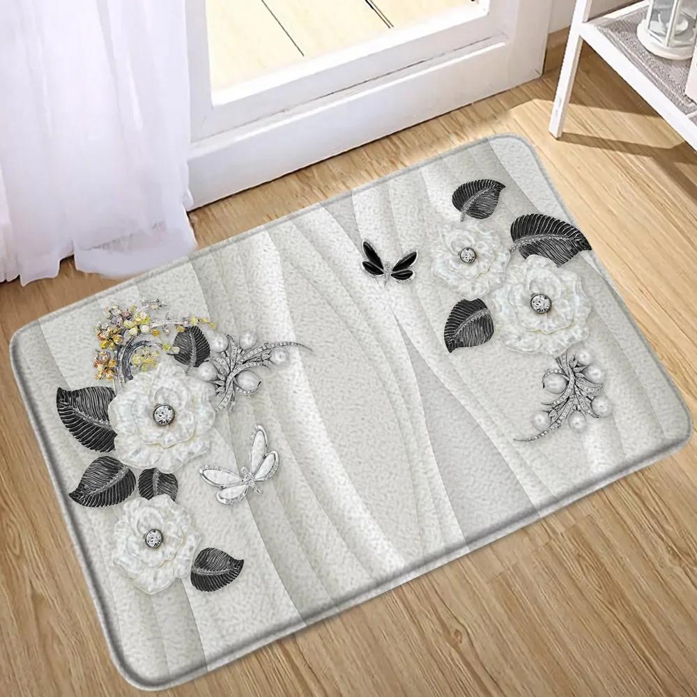 

Элегантный букет фантастических белых цветов 3D стиль шторка для душа занавеска для ванной комнаты с ковриком для ванной ковром набором цветочный домашний декор