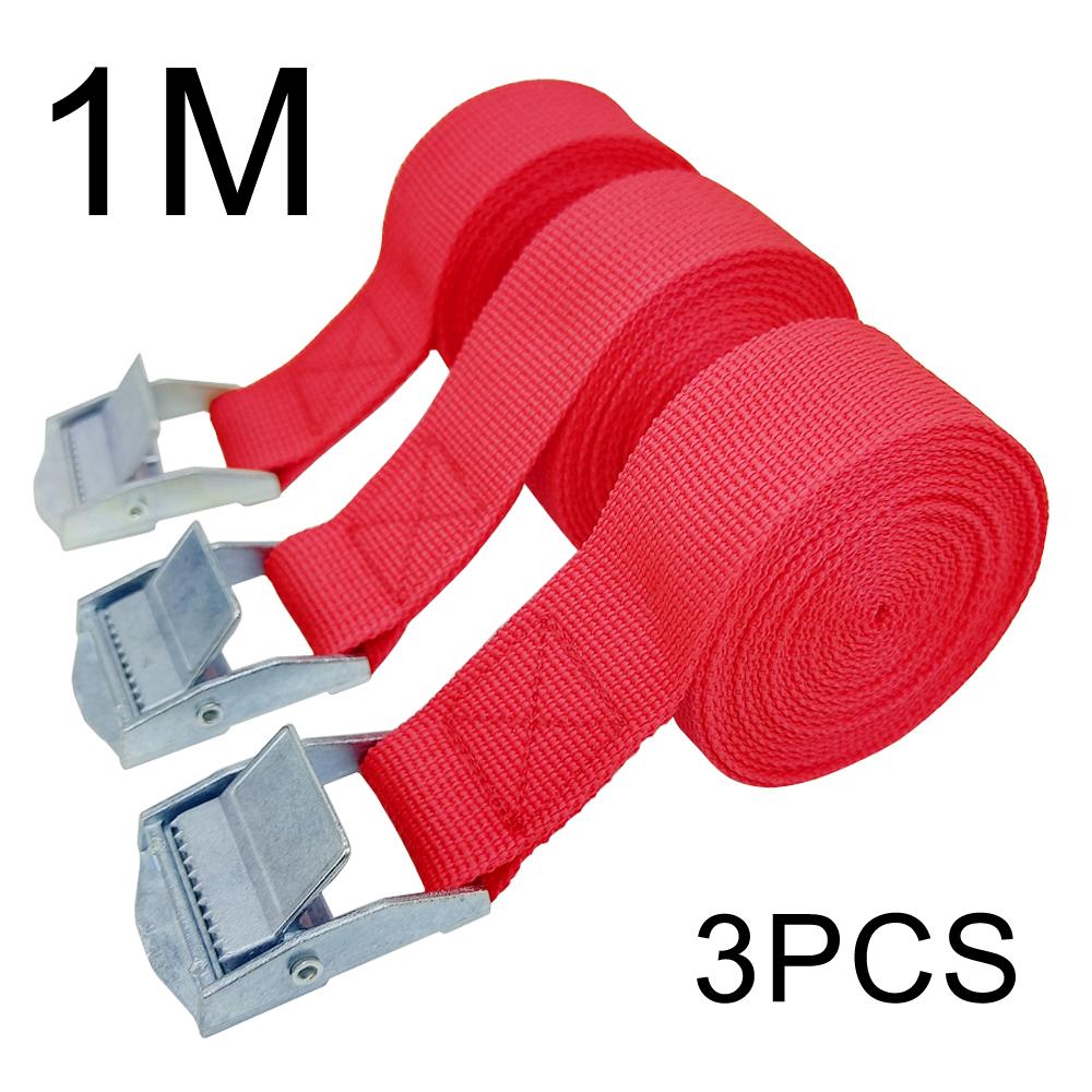 3 piese 1M cataramă centură de fixare curele de marfă pentru mașină, motocicletă, bicicletă, cu cataramă metalică, funie de remorcare, centură puternică cu clichet pentru bagaje