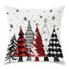 Christmas Decoration Pillowcase Merry Christmas Santa Claus Christmas Tree Pattern Suitable for Home Room Sofa Cushion Cover
