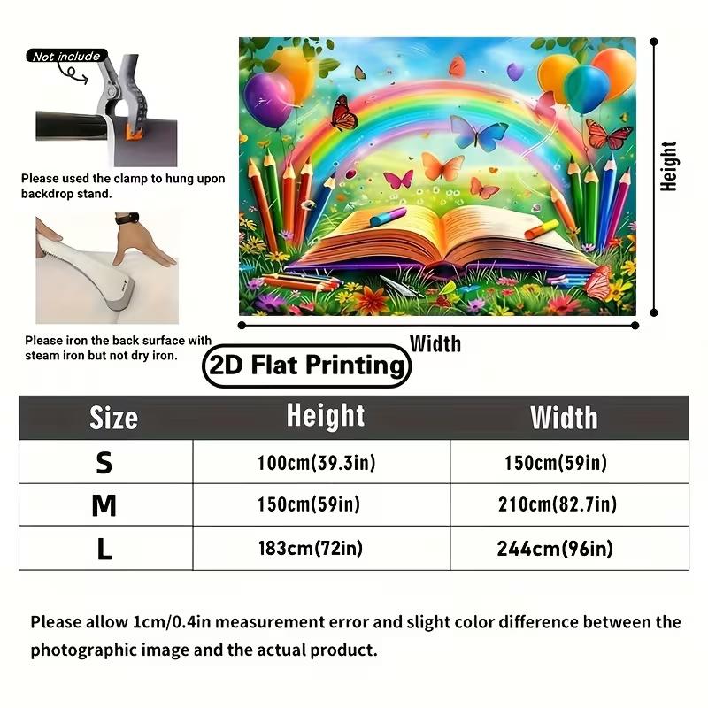 Rainbow Book & Pencil Photo Booth Backdrop, First Day of School Party Decor