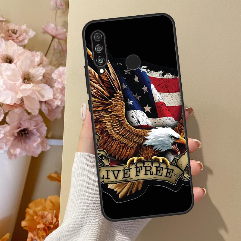 American USA Flag Eagle For Huawei Nova 10 SE 9 3i 7i 8i 11i 12i Y73 Y90 Y70 Y72 Y61 Y91 P60 Pro P40 P30 Lite Case