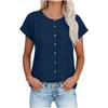Women's Loose-Fit Short-Sleeve -Color -Neck Drop-Shoulder Casual Top
