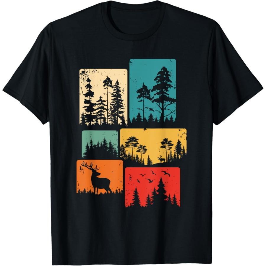 Trees Wildlife Nature Outdoor Vintage Forest T-Shirt XXXXXL чёрный