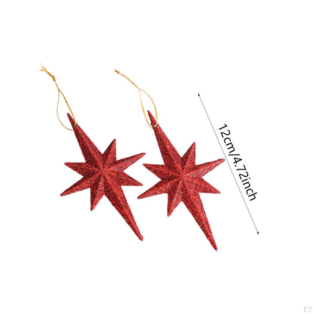 2 Pieces Christmas Glitter Star Pendants Hanging Ornaments Decor for Wedding