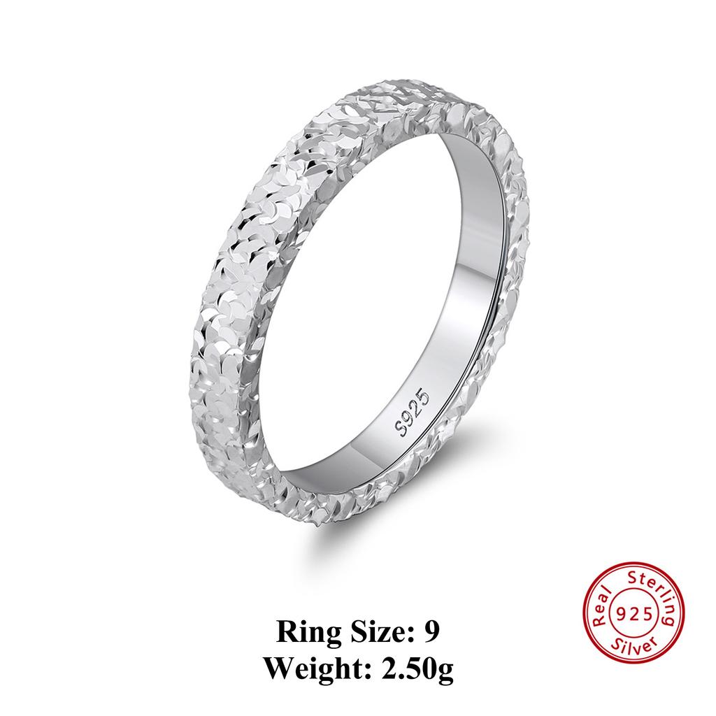 ORSA JEWELS Hammered Texture 925 Sterling Silver Eternity Ring Various Size Selection Unisex Style Casual Wearing Jewelry APR34