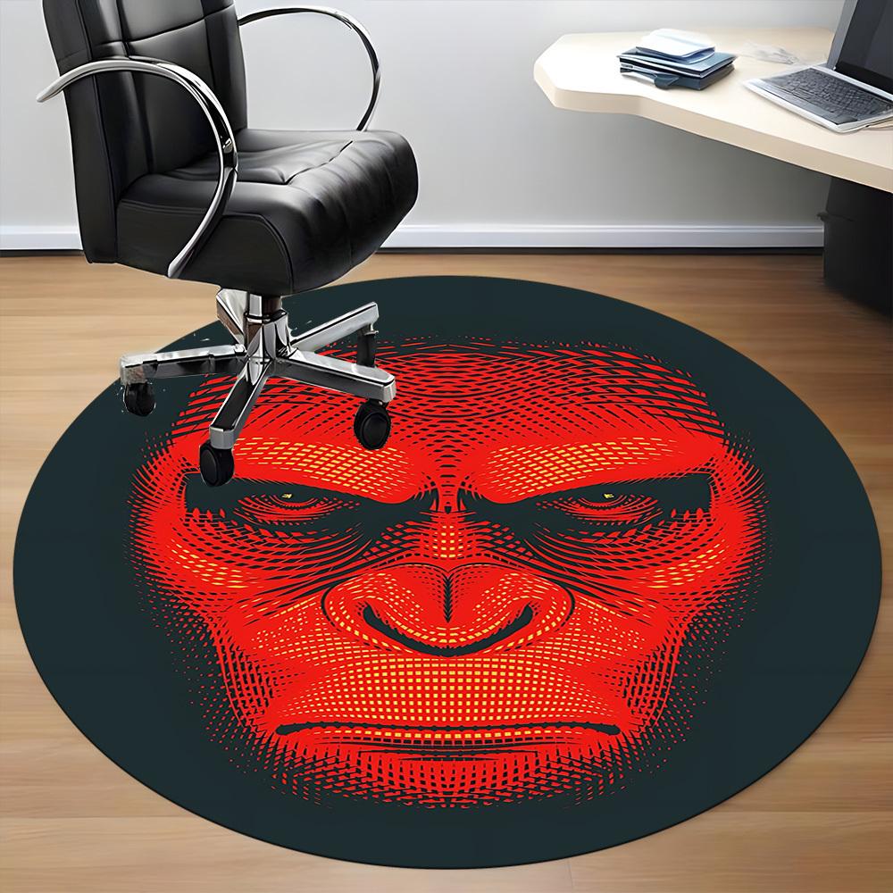 1pc Gorilla Pattern Office Round Area Rug, Indoor Mat Suitable For Office, Under Office Chairs Bedroom Living Room Home Decor, Room Deco