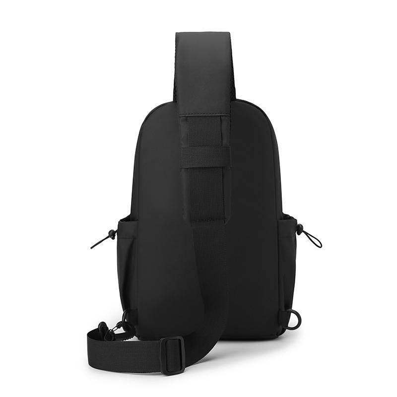 Sleek Black Sling Bag Men's Waterproof Crossbody Chest Bag for Casual Travel & Daily Use