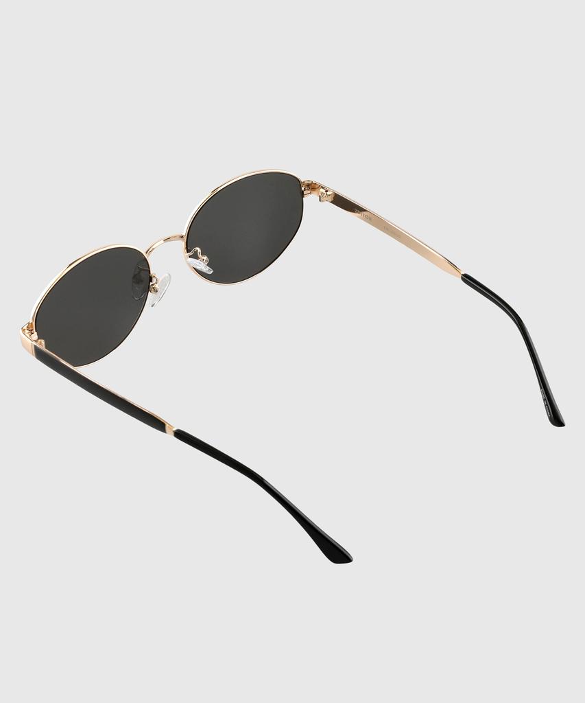 Tuditeo Dor Oval Metal Uv Protection Tinted Nylon Lens Sunglasses C1 Black
