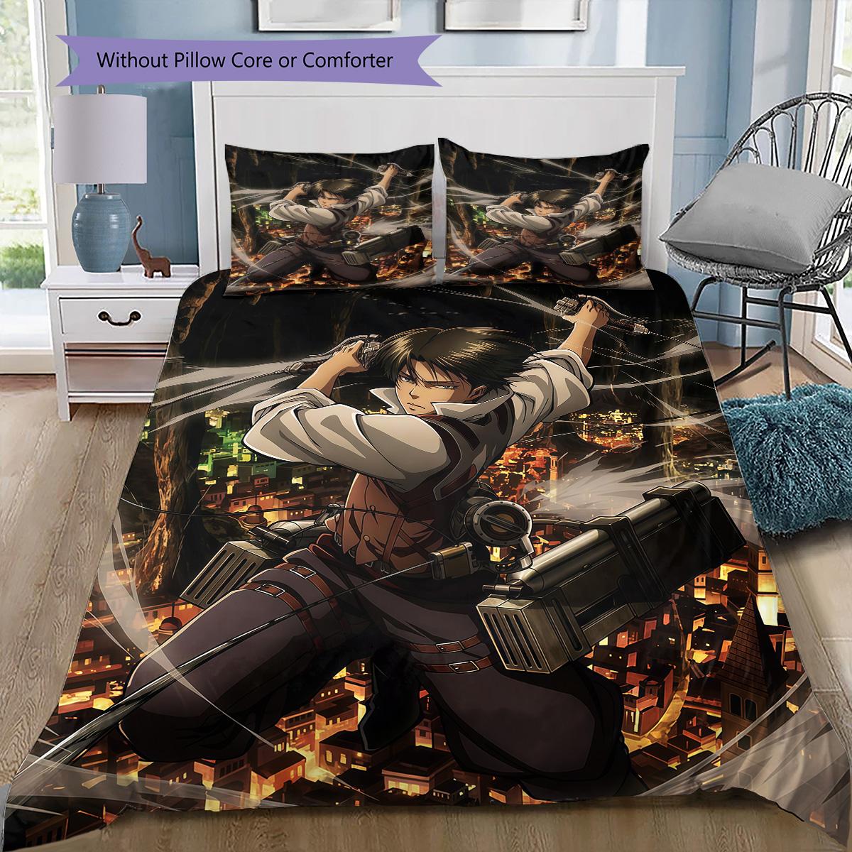

Attack on Titan Survey Corps 2 Bedding Set, 1 Duvet Cover & 2 Pillowcases, Cozy Home Use, Great Gift for Fans 135x200cm