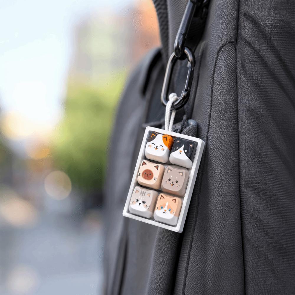 Mechanical Button Anti-stress Fidget Toy Cartoon Backpack Pendant Cat Keycap Keychain Bag Pendant