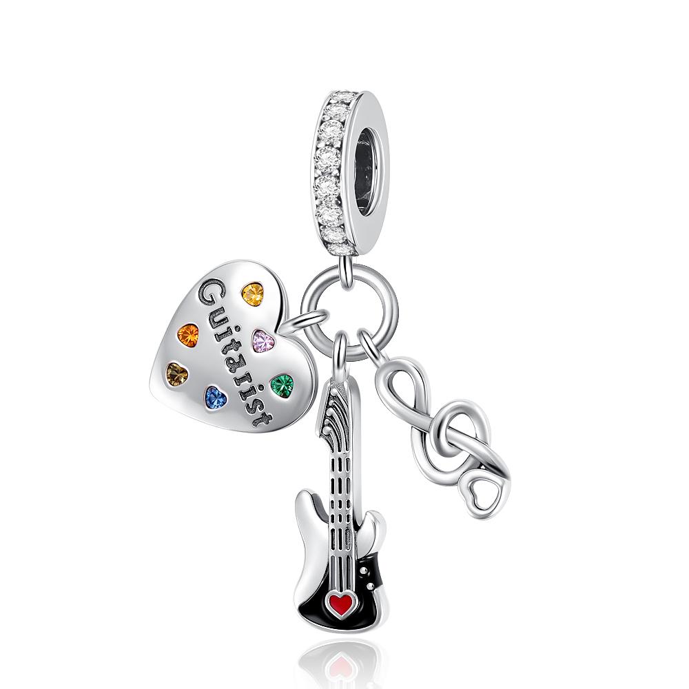 New Copper Sport Bicycle Car Guitar Violin Earphone Talisman Charm Fit For Original Bracelet Diy Women'S Boutique Jewelry