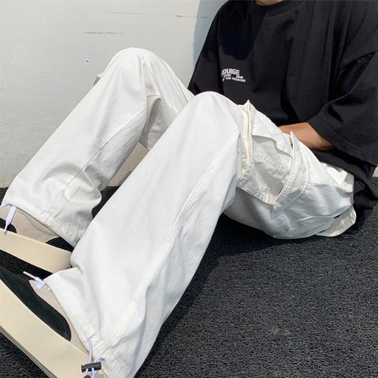 Pantaloni cargo da uomo stile Hip Hop multi tasche gamba larga tinta unita sciolto vita media gamba dritta pantaloni lunghi da uomo streetwear morbidi e traspiranti