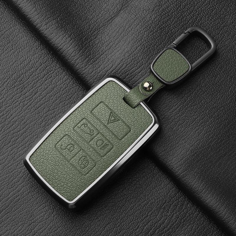 Metal and Leather Car Key Case Cover For Land Rover Range Rover Discovery Evoque Sport Velar Key Protection Shell Accessories