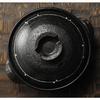 Santo Banko-yaki Earthenware Pot, Black, Size 7, Serves 1-2, 13350 (Deep Pot), Black Glaze with Line Pattern
