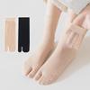 Women'S Summer Ultra Thin Toe Socks Sexy Breathable Toe-Separated Mid Tube Socks Solid Color Casual Transparent Tabi Silk Socks