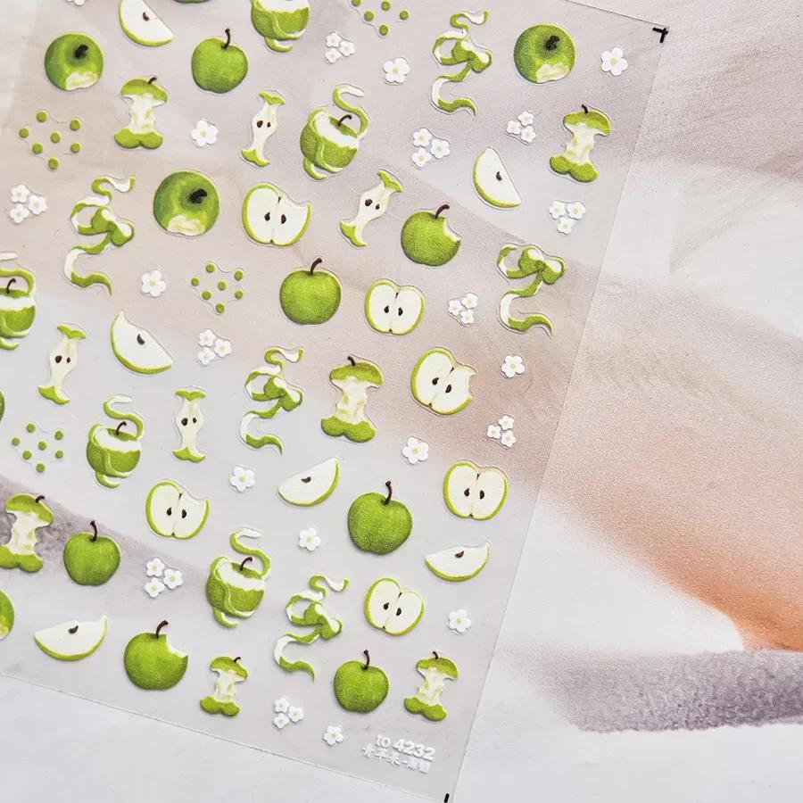 5D Pudding Jelly Dessert Fruit Cherry Pink Claw Print Bowknot Tie Knot Love Heart Stars Nail Art Sticker Adhesive Manicure Decal