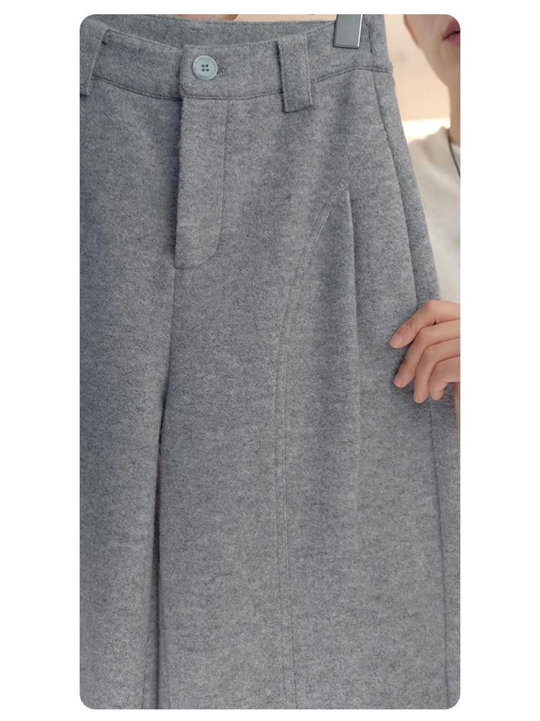 Women's High-Waisted Wool Wide-Leg Pants - Autumn Winter 2025 Bestseller with Velvet Slimming Base.