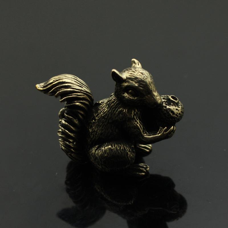 Cute Brass Squirrel Ornament Solid Copper Statue Figurines Brass Squirrels Nuts Tea Pot Incense Holder Desk Decoration