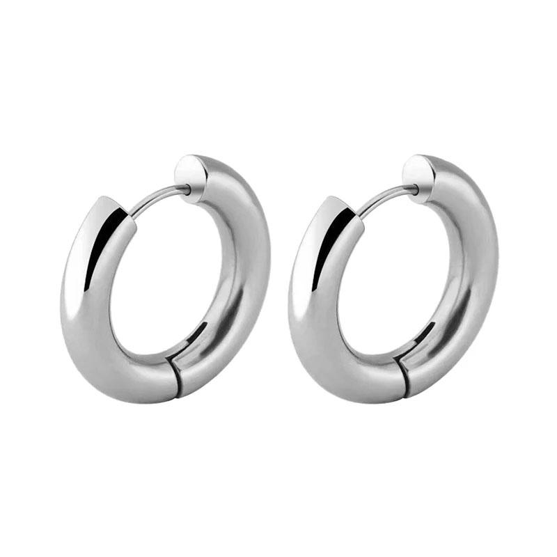 1 Paar Schwarze Silberne Goldene Farbton Edelstahl Creolen Runde Schlaufe Ohrring Herren Damen Große Größe Übertreibung Schmuck 10-20mm