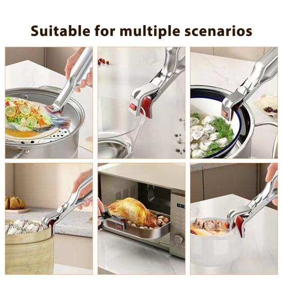 Anti-Scald Dish Clip Stainless Steel Bowl Clip Hot Pan Gripper Tongs Heat Resistant Kitchen Utensil for Bowls Pans Dishes