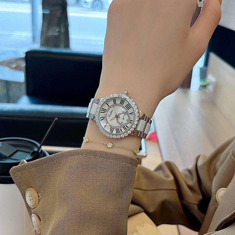Fashion Style Temperament Personality Roman Watch Trend Casual Women S Watch Steel Belt Diamond Women S Watch