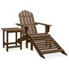 Vidaxl Adirondack Garden Chair with Footrest and Table, Fir