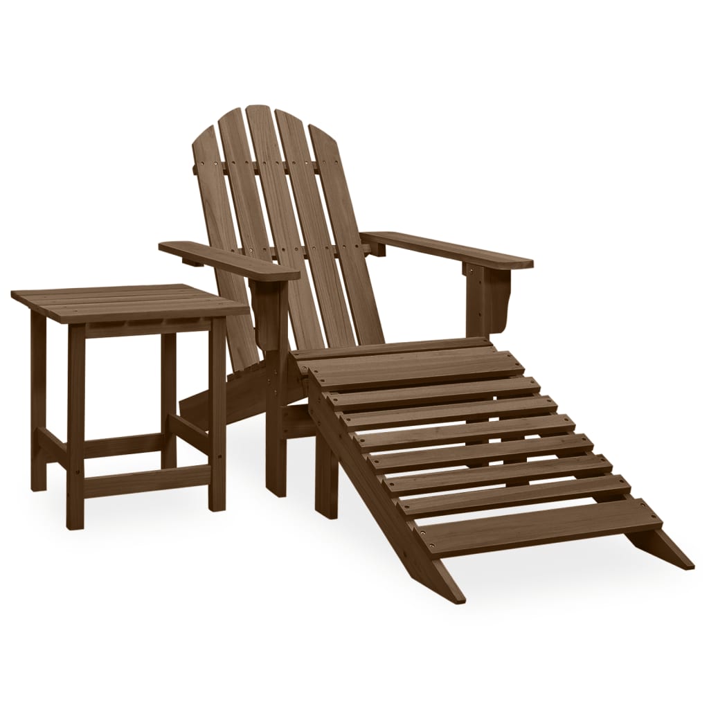 Vidaxl Adirondack Garden Chair with Footrest and Table, Fir