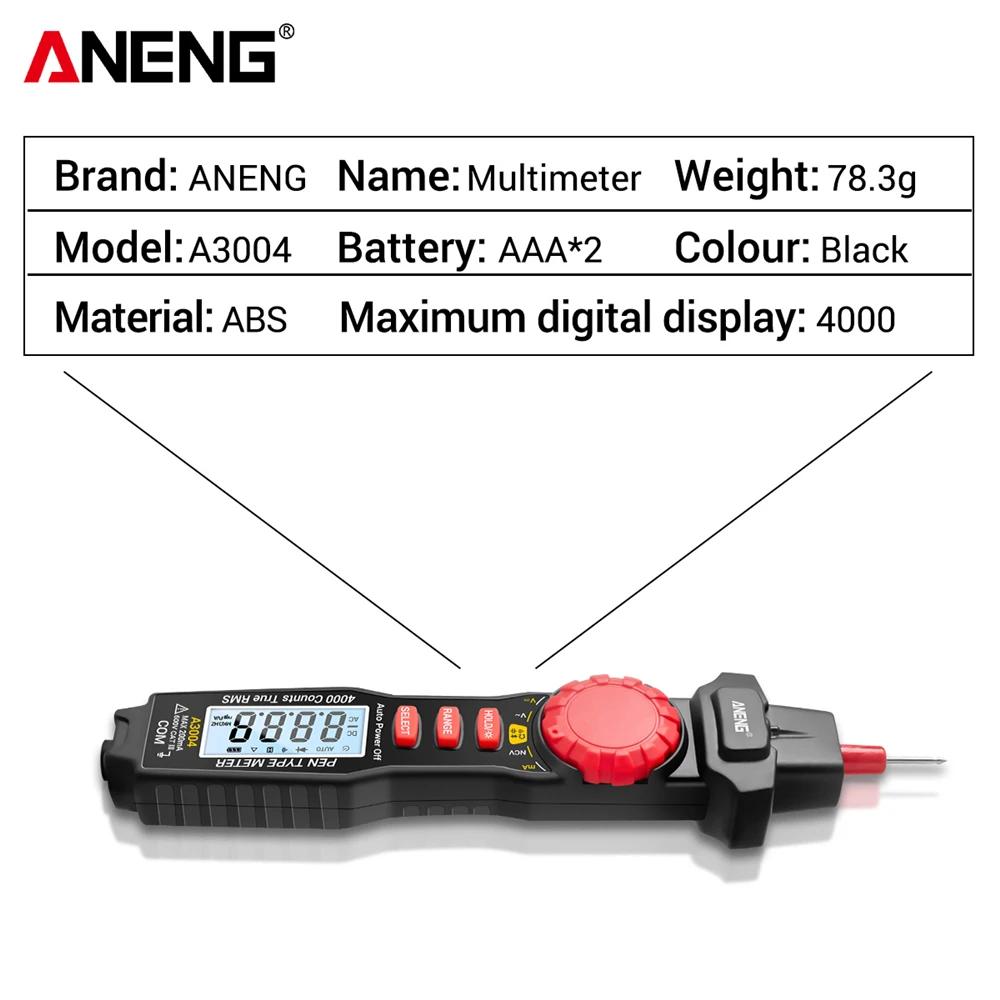 New ANENG A3004 Digital Multimeter Pen 4000 Counts AC/DC Current Meter Electric Handheld Tester Voltage Resistance Profesional Tools Digital Display