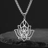 Dawapara Yoga Lotus Flower Women Necklace Buddhist Mandala Minimalism Charm Stainless Steel Healing Jewelry