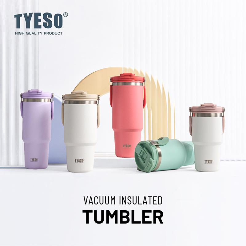 TYESO Stainless Steel Insulated Sports Water Bottle - Large Capacity, Handheld, Car-Friendly