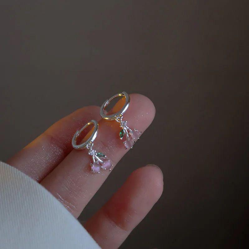 Women's 2023 Fairy-Style Cherry Stud Earrings - Elegant Niche Design for Girls