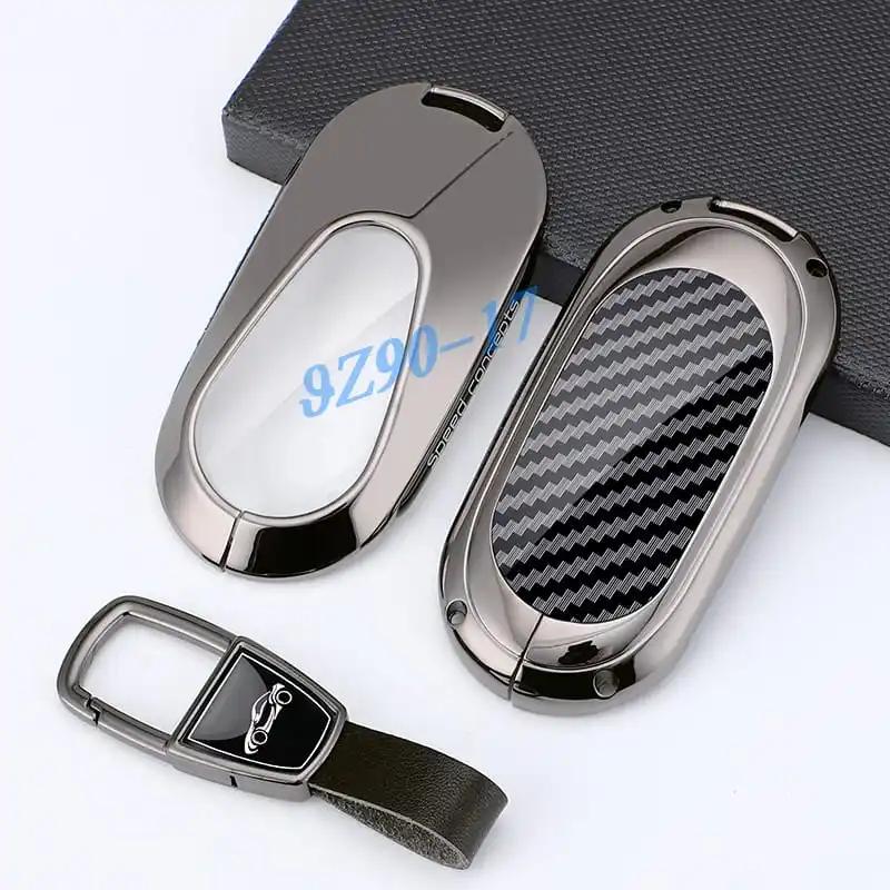 Metal Carbon Fiber Car Key Fob Case Cover Keychain For Mercedes Benz C E S Cle Glc Eqe Eqs Class 300 350 450 500 580 43