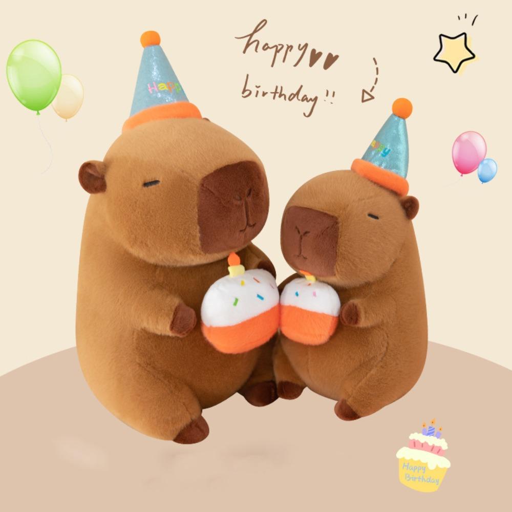 Cake Capybara Plush Doll Wearing Top Hat Capybara Fluffty Doll Capybara Plush Toy  Kid Toy