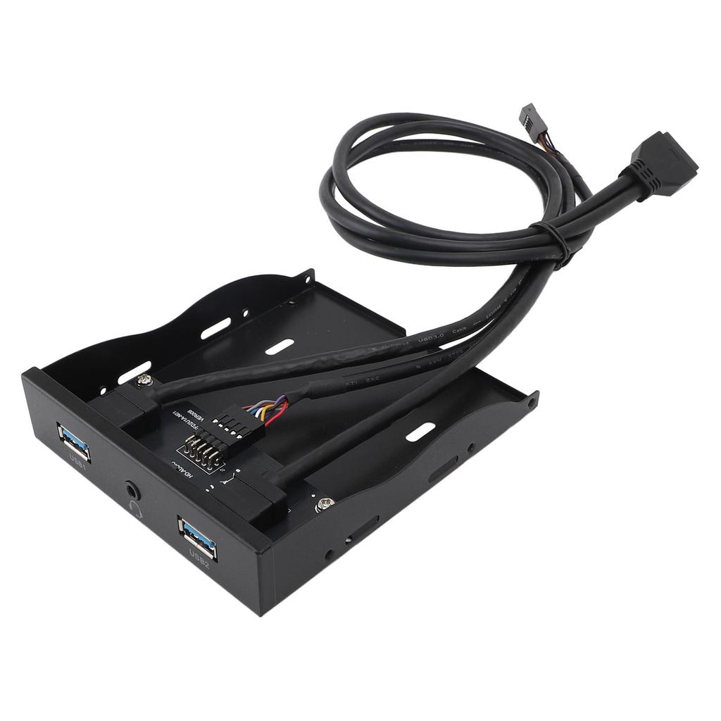 Floppy Panel 3.5in 19PIN to 2 Ports USB A 1 HD Sound Port Hub Metal Front Panel with Headphone