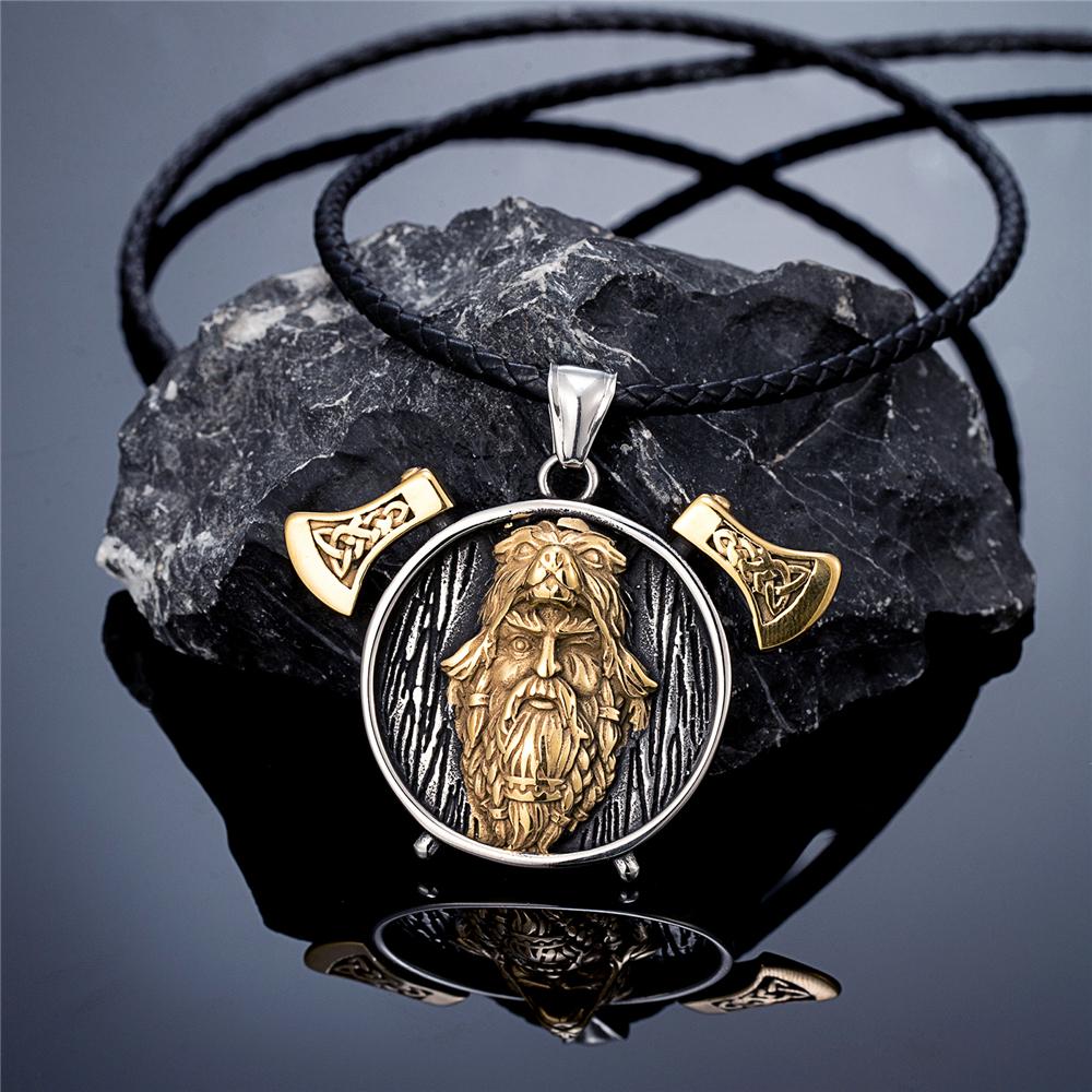 Norse Mythology Wolf Coat Berserker Necklace for Men Stainless Steel Viking Warrior Pendant Retro Jewelry