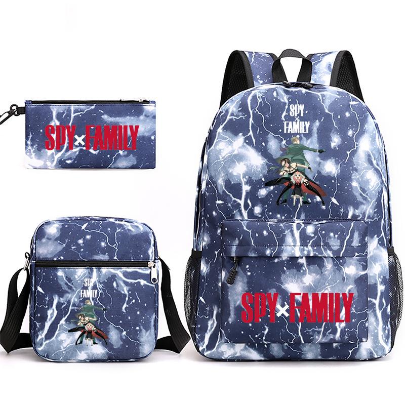 Spy Play House, Animation Periphery Backpack Student Schoolbag Satchel Pencil Case Three-Piece Set