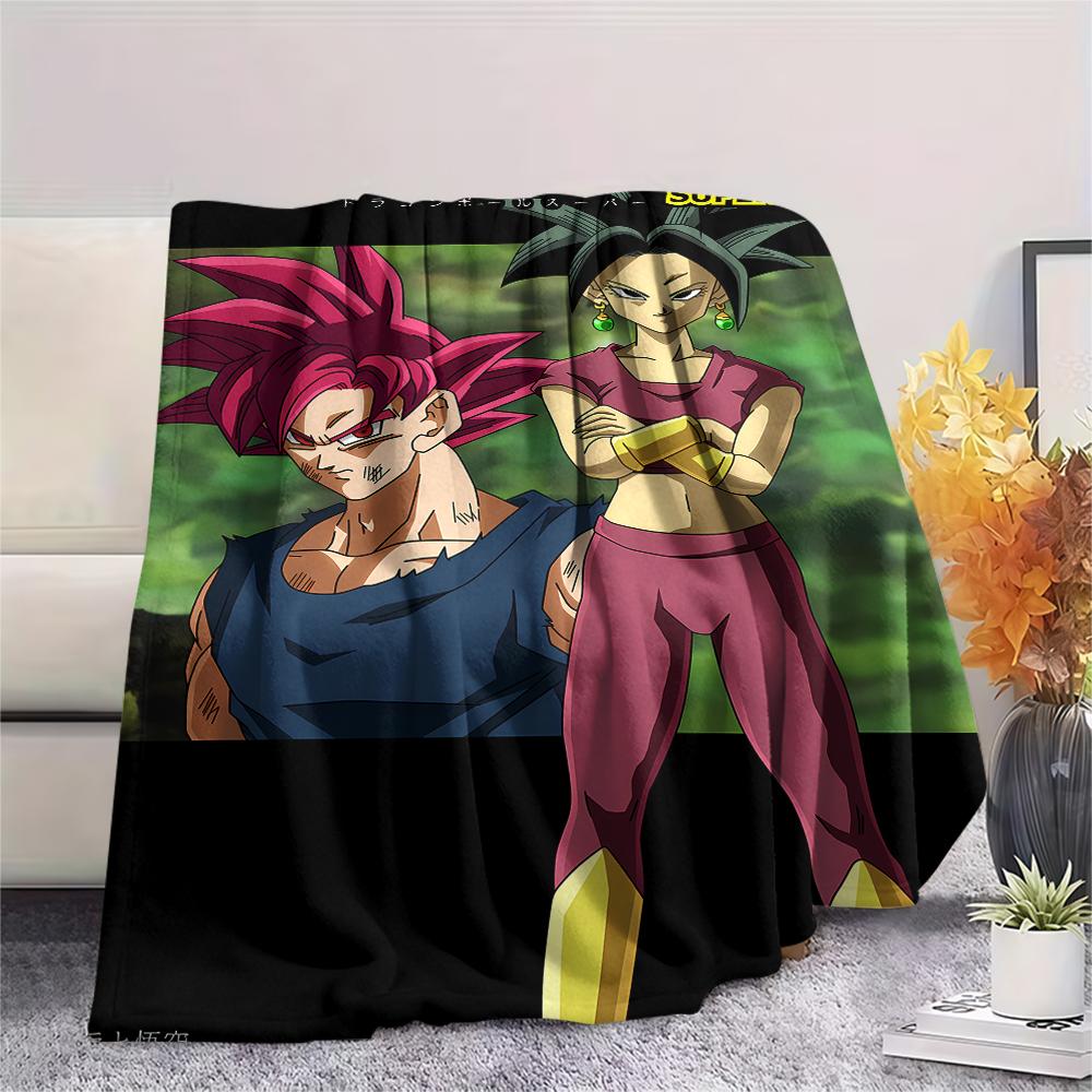 Flanelová deka s potiskem postav z Dragon Ball, Vysoce kvalitní, Pohodlná pro všechna roční období, Domácí dekorace, Teplo a pohodlí, Perfektní jako vánoční dárky