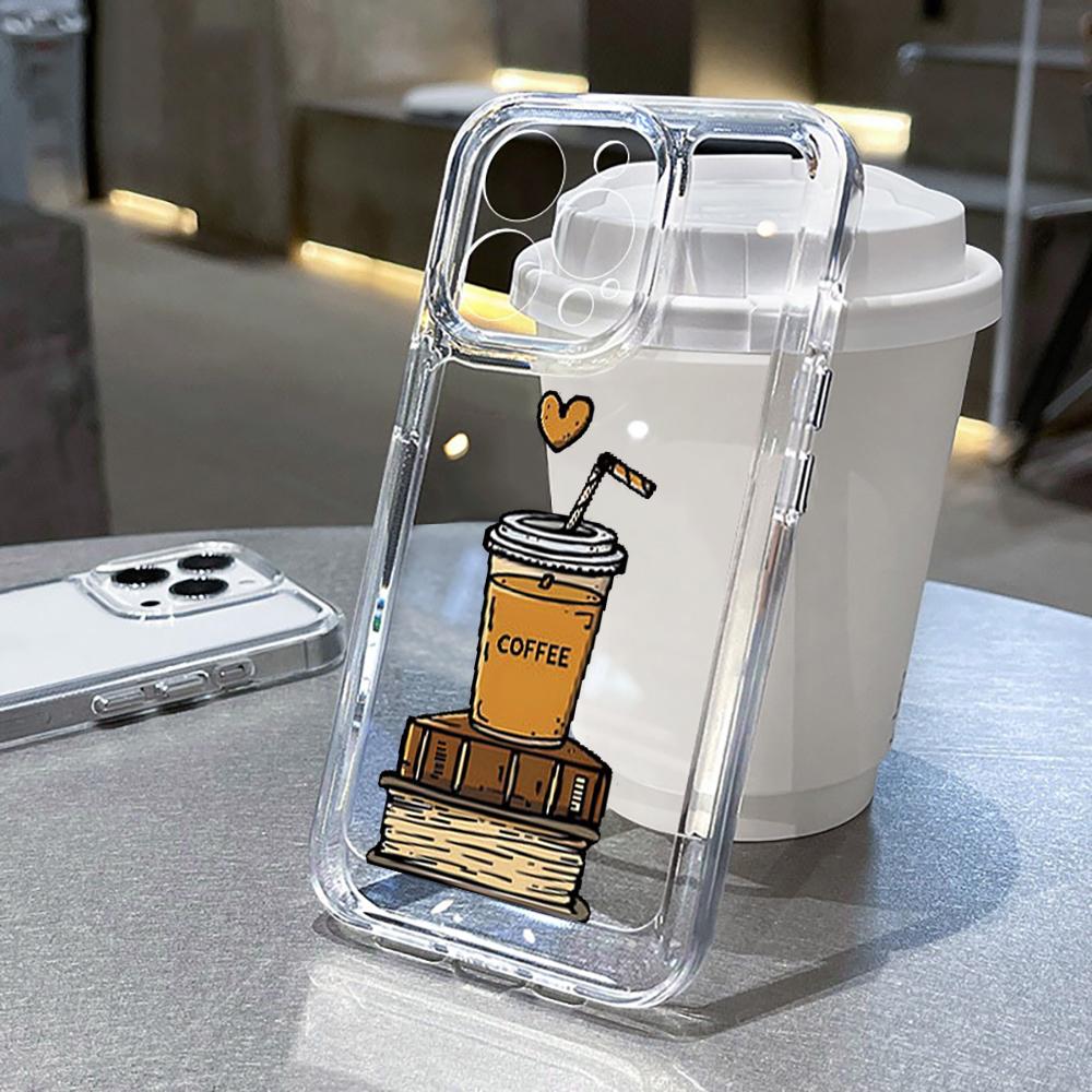 Life Moment Of Coffee Cup Phone Case For IPhone 14 15 16 17 Pro 11 12 13 Pro Max Air 15 Plus 16E Transparent Soft Clear Fundas