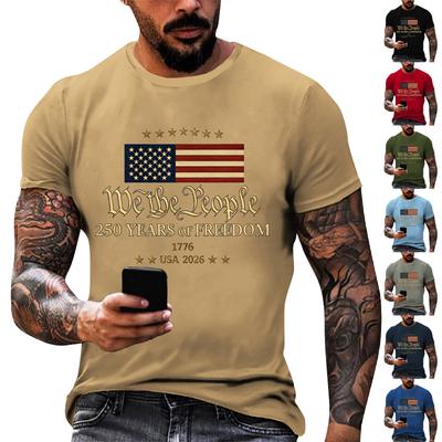 Men's Loose and Casual Flag-print T-shirt, Short Sleeve Shirt