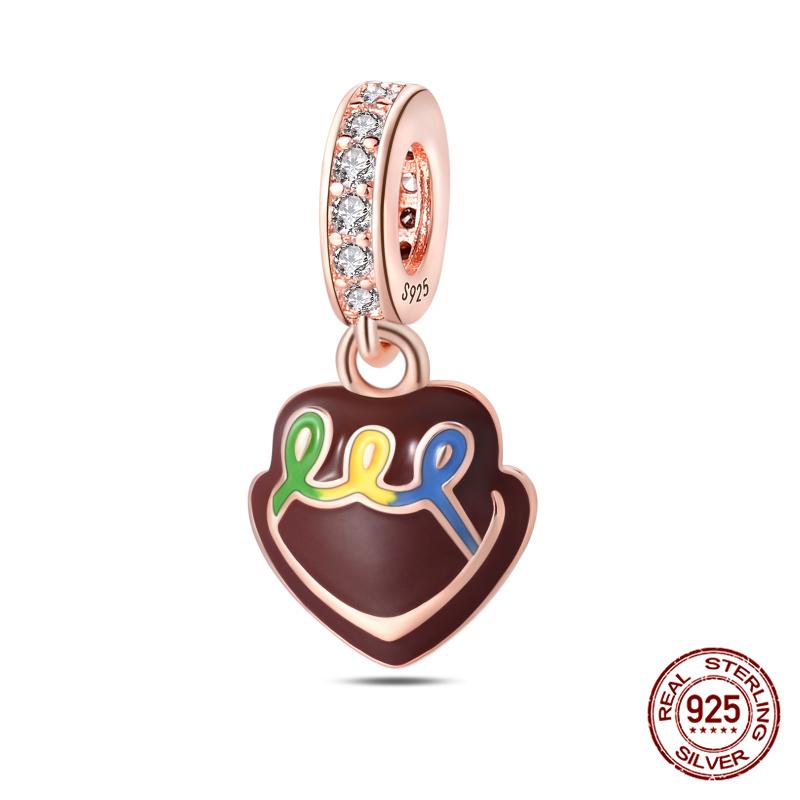 Fit Originalbracelet Cute Cake Beaded Afternoon Tea-Heart Shaped Donut Charms Diy Jewelry Making Women Giftcopper