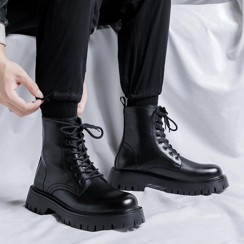 Martin boots men's autumn and winter high-top heightening tooling leather boots men's British wind mid-top locomotive boots 2558-R