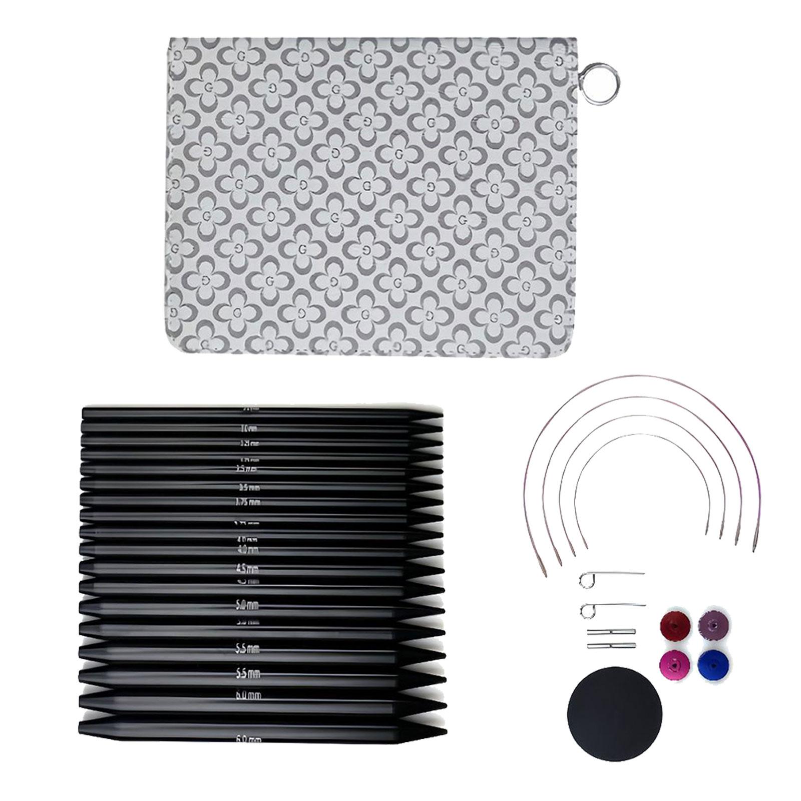 

Набор из 9 сменных круговых спиц с футляром на молнии, круговые спицы из алюминия 3,0–6,0 мм