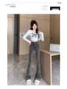 Smoke Gray Women's High-Waisted Micro-Flared Jeans - Spring & Autumn 2024 Slimming Petite Horseshoe Style