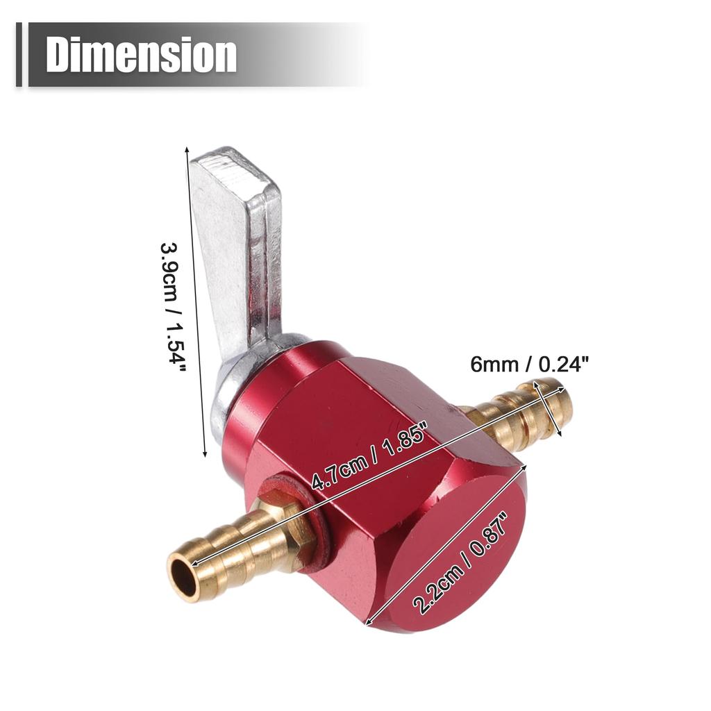 X AUTOHAUX Gas Inline On-Off Fuel Tap Pet Cock Valve Switch 6mm for Motorcycle