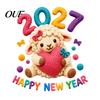 Cute Lamb Window Decals Chinese New Year Stickers, 2027 Goat Static Clings, No Glue Decorations Crochet Knit Sheep Decals, Reusable Decor for